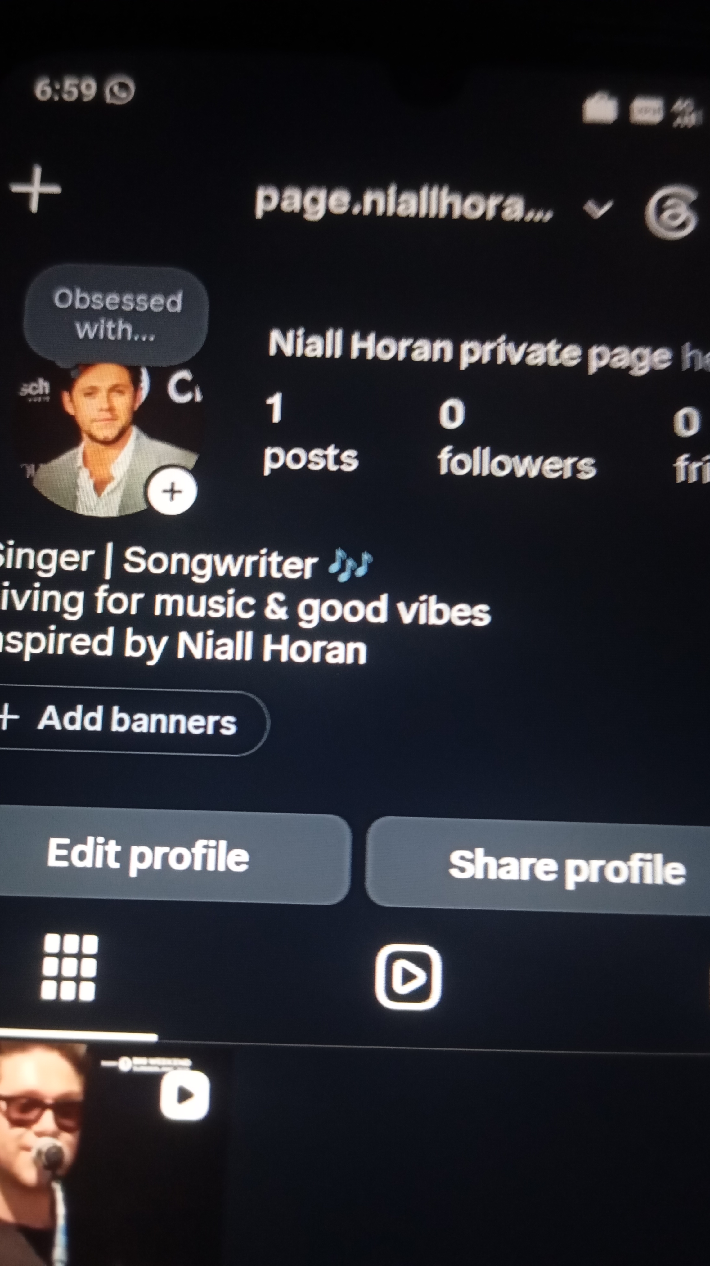 Niall Horan Instagram page
